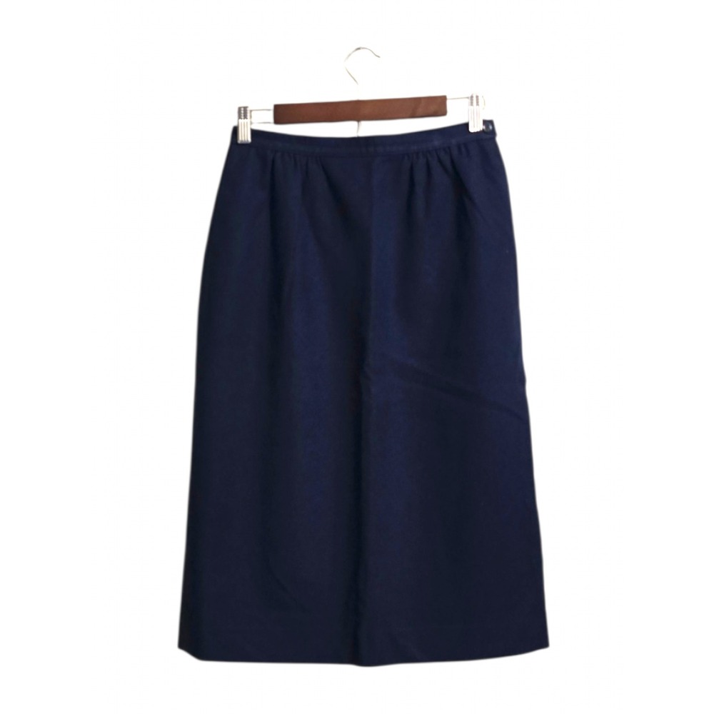 Pendleton Vintage Navy Pure Wool A-Line Midi Skirt Sz 10 (26 inch waist)